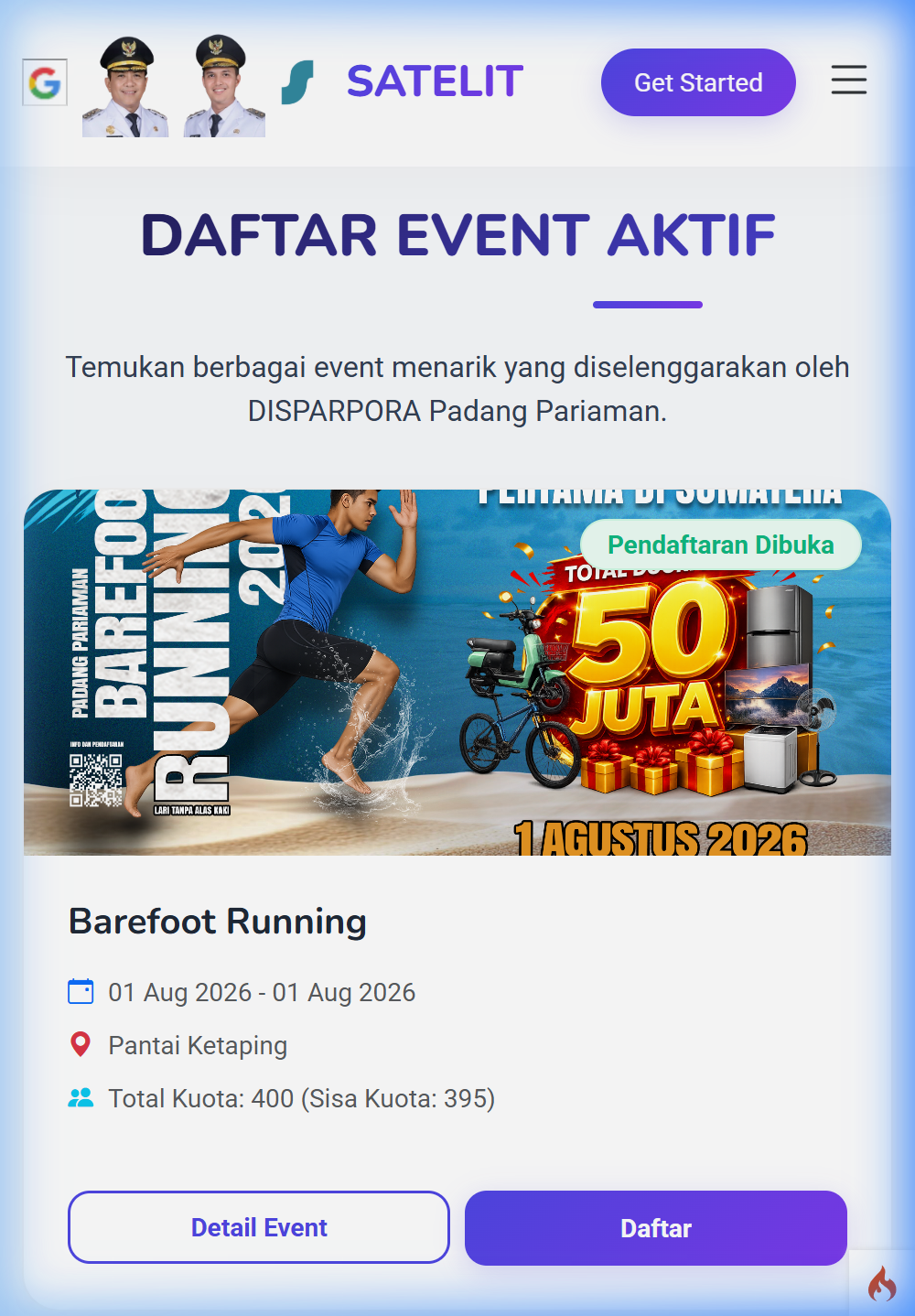 Daftar Event Mobile