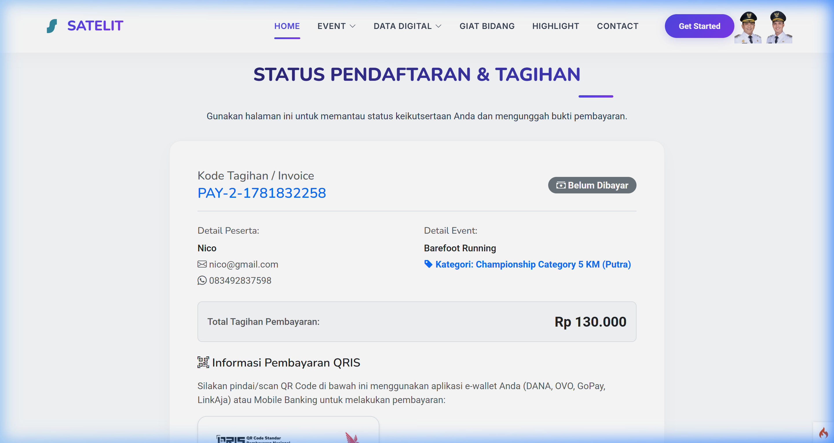 Halaman Tagihan & QRIS